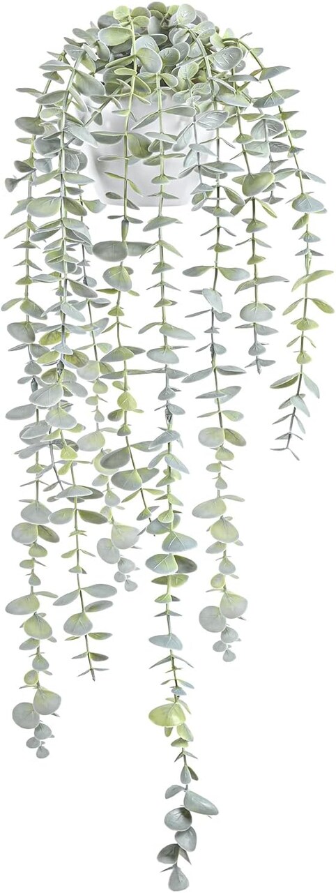 Decorative Hanging Plants for Shelf (Light Green, 1PCS) 3.94"D x 3.94"W x 7.09"H
